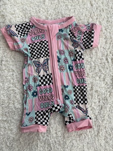 Romper Bayi Serat Bambu Grosir dengan Ritsleting Dua Arah, Lengan Pendek, Unisex, Musim Panas, Bermotif - Product Image 5