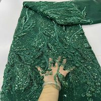 Tissu en maille tricoté robuste à rayures brodées de paillettes et de perles tubulaires pour robes de mariée et vêtements de mode (100 %)