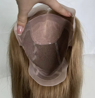 Perruque médicale en cheveux humains pour l'alopécie, sans colle, en PU silicone, avec dentelle frontale, dessus en soie, entièrement nouée à la main, cheveux vierges Remy, sur mesure