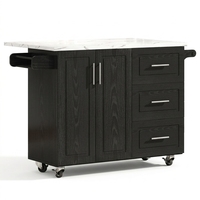 Îlot de cuisine blanc sur roulettes, table de cuisine extensible avec tiroir de rangement, armoire et étagère à épices