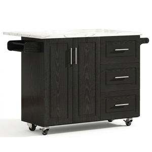 Îlot de <span class=keywords><strong>cuisine</strong></span> blanc <span class=keywords><strong>sur</strong></span> roulettes, table de <span class=keywords><strong>cuisine</strong></span> extensible avec tiroir de rangement, armoire et étagère à épices - Product Image 6