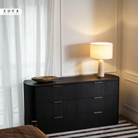 Table de Chevet Classique de Luxe pour Chambre à Coucher, Large Table d'Appoint à 3 Tiroirs, Meuble de Rangement Ouvert, Style Ferme, en Bois Noir