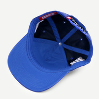 Fabricant OEM BSCI, casquette vintage personnalisée avec logo, casquette de baseball à 5 panneaux en satin bleu avec broderie 3D, pour marque de streetwear
