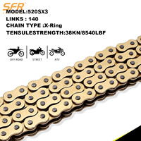 Nouvelle chaîne de moto silencieuse SFR 520 X-ring dorée, kit de 104 maillons, haute fréquence, trempée, de remplacement pour Ninja 250 / 300 GSX250R