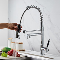 Robinet de cuisine professionnel à ressort avec double pulvérisateur - Robinetterie de lavabo commerciale