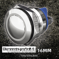 Interruptor de Botón Pulsador de Latón Niquelado Metálico Antivandálico de 19mm con Terminales de Tornillo/Pin, Paro/Arranque de Motor, 1NO, IP65, 3A, 250V