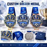 Médaille de football personnalisée, trophée, médaille avec ruban et logo personnalisés, médaille de championnat sportif, fabricant de médailles OEM ODM