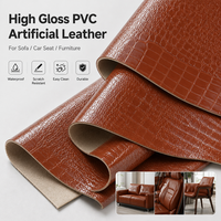 Échantillons gratuits de cuir synthétique extensible imperméable en PU gaufré imprimé crocodile pour sacs et canapés
