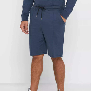 ชุดวอร์มผู้ชาย ผ้าฝ้าย เสื้อฮู้ดและกางเกงขาสั้น ชุดเข้าเซ็ต - Product Image 2