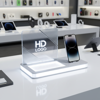 Support de téléphone et d'affichage numérique LED moderne en acrylique de 3 mm d'épaisseur, personnalisé, pré-assemblé, pour comptoir de magasin