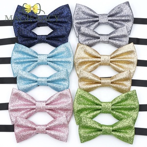 Top Glitter Navidad sólido Bowtie Set padre-hijo oro brillante mariposa hombres niños anfitrión fiesta Show boda Cosplay accesorio regalo - Product Image 2