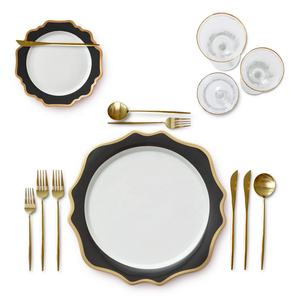 Лидер продаж, черные керамические Столовые сервизы с золотым ободом, свадебные украшения, тарелка для зарядного устройства - Product Image 6