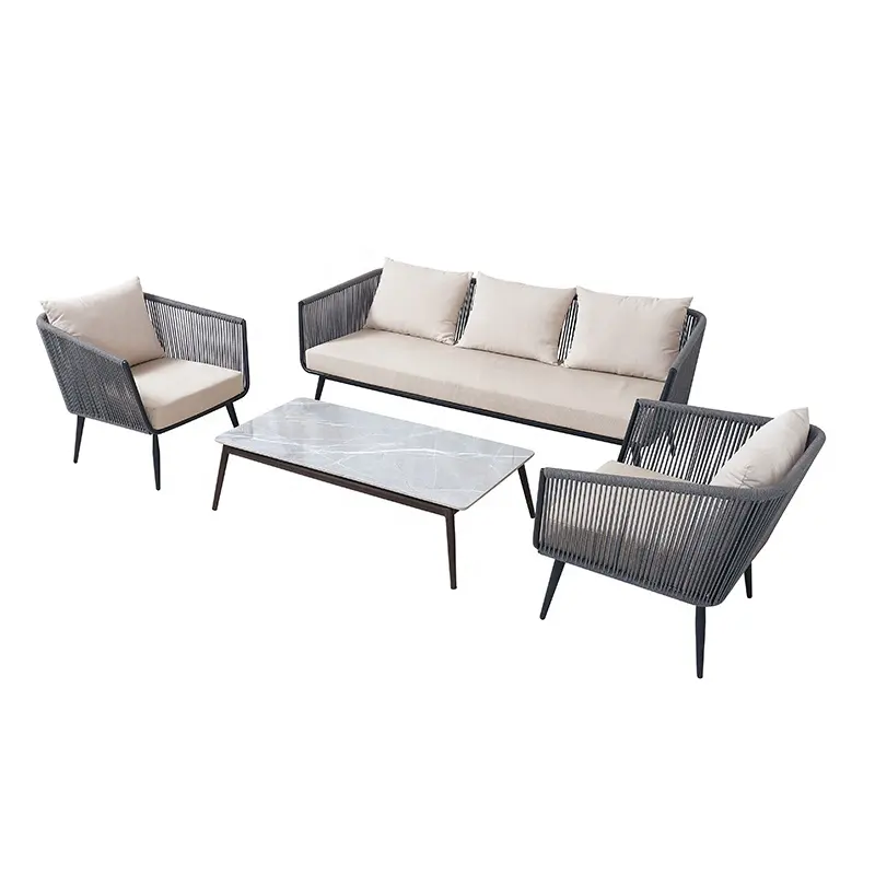 Anti Uv Waterdichte Vrije Tijd Lounge Hoekstoel Outdoor Tuin Aluminium Geweven Sectional Touw Patio Sofa Set