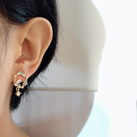 Haute qualité diamant cristal zircone papillon fleur incrusté cercle boucles d'oreilles de mariage brillant femmes mariage boucles d'oreilles