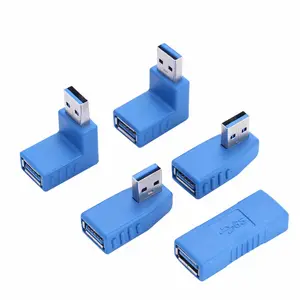 工厂USB3.0插孔插座l形适配器转换器USB 3.0公到母90/180度插头连接器