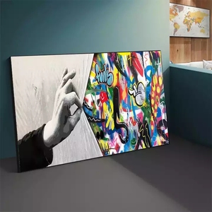 <span class=keywords><strong>Banksy</strong></span> Graffiti Art Behind The Curtain Canvas Painting Street Pop Art poster e stampe immagine della parete - Product Image 4