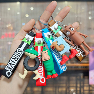 Porte-clés en PVC Animal exotique drôle abstrait bâton en bois personne requin pendentif porte-clés - Product Image 1