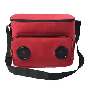 15 Inch Speaker Carry Insulated Soft Cooler Lunch Picnic Bag With Sound Speaker Bluetooth Audio Connect By Phone On Beach