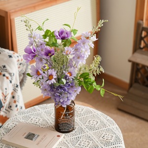 Bouquet de fleurs artificielles Starry Night Garden, fleurs en plastique violettes, décoration de la maison, accessoires de mariage CF01583 - Product Image 1