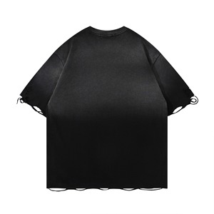 T-shirt Hip Hop <span class=keywords><strong>Rap</strong></span> da uomo Vintage ritagliate con taglio squadrato lavato Oversize con stampa grafica Dtg con ricamo Patch Acid Wash t-shirt - Product Image 6