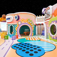 Parc d'attractions intérieur pour enfants : équipement de jeu souple, trampoline écologique, bac à sable et toboggan pour centre commercial, en bois et acier inoxydable