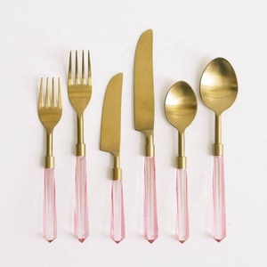 Niềm vui Bộ đồ ăn mặt <span class=keywords><strong>Flatware</strong></span> trong lucite rõ ràng <span class=keywords><strong>Flatware</strong></span> với vàng đá cẩm thạch <span class=keywords><strong>Flatware</strong></span> <span class=keywords><strong>Set</strong></span> - Product Image 5