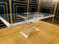 Großhandel Designer Esstisch Acryl Plexiglas Massiv platte Acryl Mit 6 Stühlen