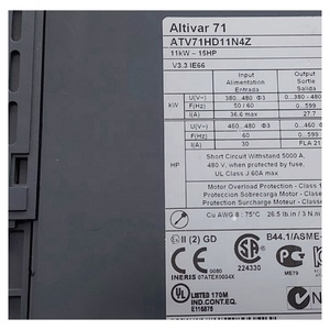 ไดรฟ์ความเร็วตัวแปร ATV71HD11N4Z ATV71 11kW 15HP ตัวกรอง380ถึง480V โดยไม่มีเทอร์มินัลกราฟิก - Product Image 2