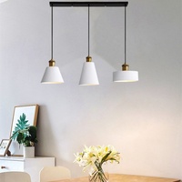 Lustre LED Moderne Simple en Fer Noir, Suspension Luminaire à 3 Couleurs Changeantes, Température de Couleur 3000K-6000K, Garantie 1 An