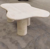 Table basse en marbre de travertin plus beige en forme de fleur moderne pour le salon
