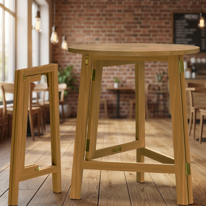 Modern Solid Wood Foldable Bar <b>Table</b> 110 cm High Diameter 80 cm <b>Round</b> Acacia Indoor Outdoor <b>Bistro</b> Beer <b>Table</b> Hospital - Product Image 3