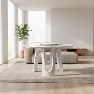 Tavolo <span class=keywords><strong>da</strong></span> <span class=keywords><strong>Pranzo</strong></span> Circolare <span class=keywords><strong>in</strong></span> Stile Italiano <span class=keywords><strong>con</strong></span> Base Traforata, <span class=keywords><strong>Piano</strong></span> <span class=keywords><strong>in</strong></span> <span class=keywords><strong>Marmo</strong></span> Naturale, Adatto per Ville e Appartamenti - Product Image 2