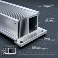 Profil de radiateur en aluminium extrudé 6063 personnalisé avec ailettes haute densité pour le refroidissement des onduleurs et des systèmes de stockage d'énergie