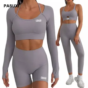 PASUXI Bán Hot Tập Thể Dục Trang Phục Phụ Nữ Liền Mạch Yoga Xà Cạp Set Athletic Wear Gân Scrunch Chiến Lợi Phẩm Phòng Tập Thể Dục Quần Short Tập Luyện Quần Áo