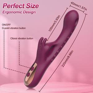 2-in-1 Kaninchen-Vibrator Wiederaufladbarer Silikon-Dildo für Frauen G-Punkt Klitorale Massage Doppelte Vibration Sexspielzeug für Frauen - Product Image 6