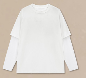 Camiseta Oversize 2 en <span class=keywords><strong>1</strong></span> para Hombre, Manga Larga de Malla, Hombro Caído, Estilo Urbano, Lisa para Estampar, 100% Algodón, Negro Carbón - Product Image 6