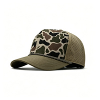 Casquette de baseball personnalisée à 5 panneaux, vierge, camouflage découpé au laser, respirante, style vintage sportif urbain avec cordon, unisexe