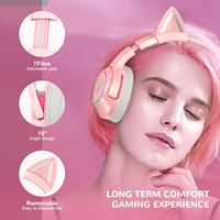 Casque de jeu populaire Onikuma K9 rose avec oreilles de chat, casque supra-auriculaire pour le gaming