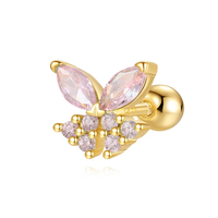 Gemnel 2025 mode bijoux Piercing prix abordable hypoallergénique pierre personnalisée S925 papillon Piercing boucles d'oreilles