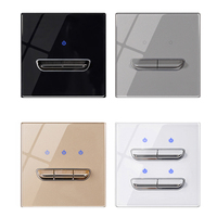 1/2/3/4 Gang 1/2 Way Toggle On/Off Interruptor de luz de pared Estilo retro Carga USB Panel de vidrio Retroiluminación azul Smart Life App Max 220V