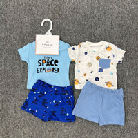 Ensemble de vêtements d'été pour bébés garçons et filles, 4 pièces, t-shirt à manches courtes en coton et short à imprimé floral, vêtements pour enfants
