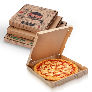 Disposable Kraft Paper Corrugated Pizza Box <b>Biodegradable</b> Food <b>Packaging</b> Embossing Matt Lamination for Restaurant Takeout - Product Image 1