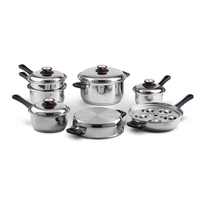 17 utensilios de cocina de <span class=keywords><strong>acero</strong></span> <span class=keywords><strong>inoxidable</strong></span> sin agua y sin aceite 201L juego de ollas y <span class=keywords><strong>sartenes</strong></span> de grado quirúrgico de inducción - Product Image 1