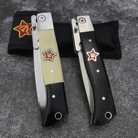 Couteau pliant russe, couteau de poche tactique de survie, lame en acier poli miroir, défense personnelle pour l'extérieur