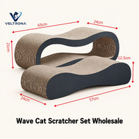 S Wave Griffoir pour chat et ensemble de salon deux pièces en carton ondulé courbé, mobilier d'intérieur, vente en gros