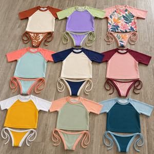 Fabricante de Trajes de Baño Reciclados, Top de Manga Corta con Cuentas y Diseño Personalizado, Shorts de Baño, Conjunto de Bikini para Mujer - Product Image 1