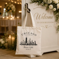 Sac fourre-tout personnalisé en feuille de palmier pour mariage, sac fourre-tout en toile avec nom et date personnalisés, sac cadeau pour mariage tropical sur la plage