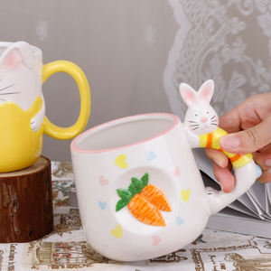 <span class=keywords><strong>Redeco</strong></span> Oem/Odm lindo Animal en forma de tazas de café de cerámica diseño de pollito tazas de cerámica de Pascua con conejito festivo primavera Drinkware - Product Image 2