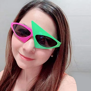 Novità <span class=keywords><strong>Party</strong></span> occhiali da sole 80s occhiali asimmetrici rosa e verde Neon occhiali per Hip Hop Dance Halloween <span class=keywords><strong>Party</strong></span> - Product Image 2