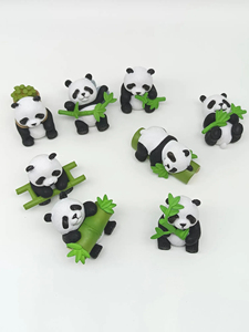 Ensemble de 8 figurines de panda 3D miniatures en résine, décorations animales mignonnes, statues de panda en bambou pour la décoration de la maison, du bureau, de la voiture, cadeau - Product Image 4